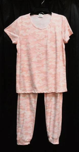 XL~L~M CATHERINE MALANDRINO CAMO CAMOUFLAGE PAJAMAS SET SLEEP TOP/JOGGER PANTS