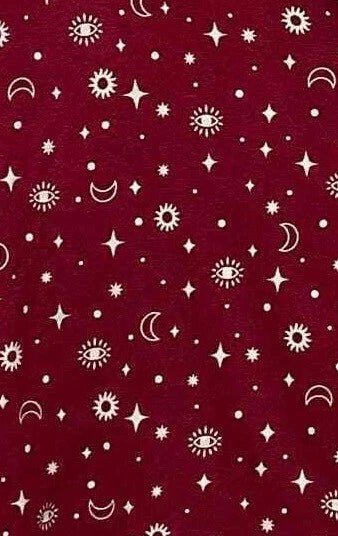 Jenni Women's 2-Piece Notch-Collar Pajama Set, Dark Red Suns and Moons, XL