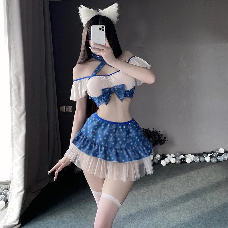 Womens Cute Maid Uniform Sleepwear Sexy Lingeries Costume Nightwear Pajama Sets