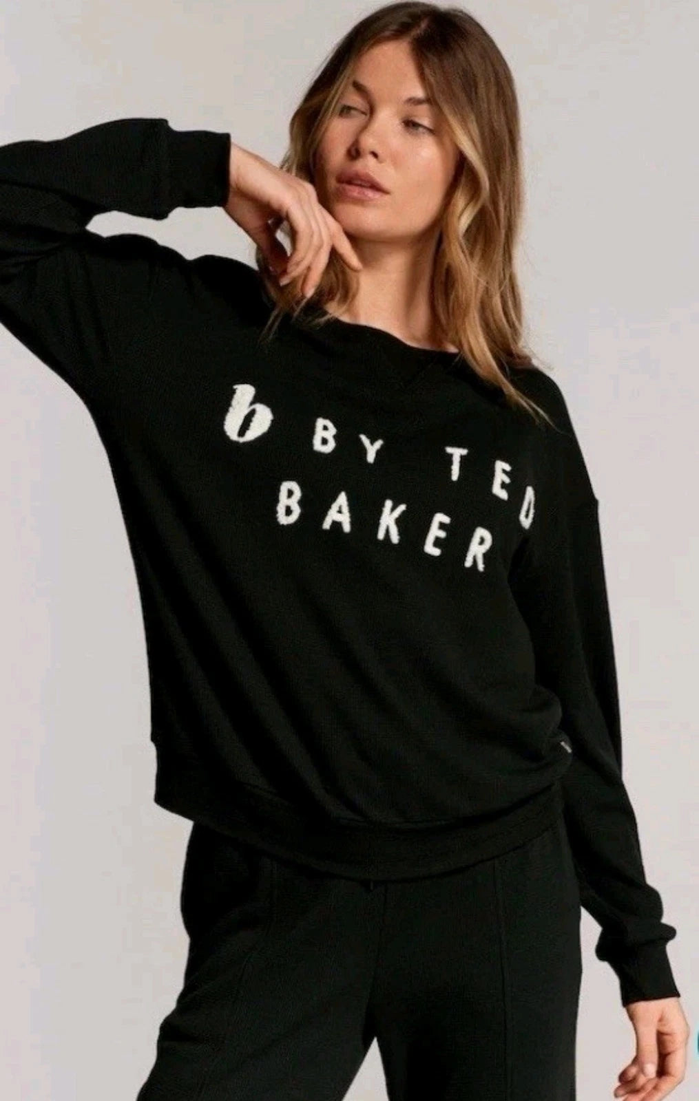 Ted Baker Size 16 Womens Black Waffle Pyjamas Joggers Loungewear Set BNWT