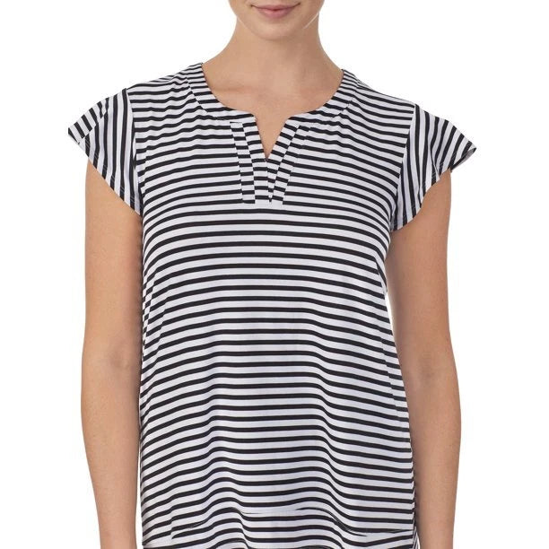 NWT ELLEN TRACY BLACK & WHITE STRIPED 2 PC TOP & CAPRI PANTS PAJAMA SET $60 2X
