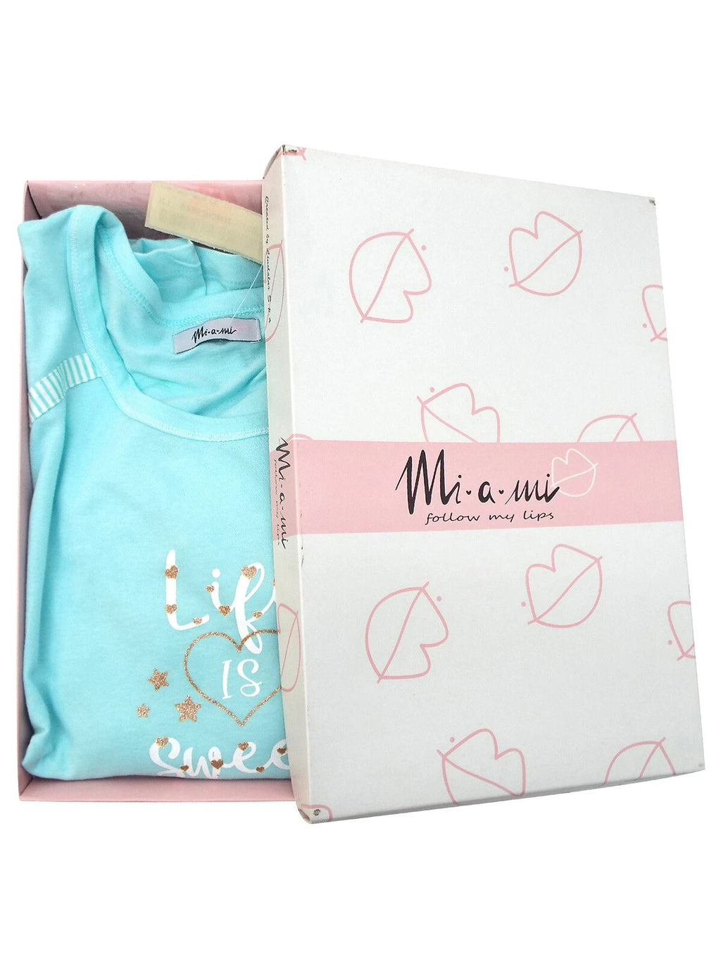 Italian Mi-a-mi Aqua Cotton Heart Frill Trim Shorts Pyjama Set 10 12 14 16 20