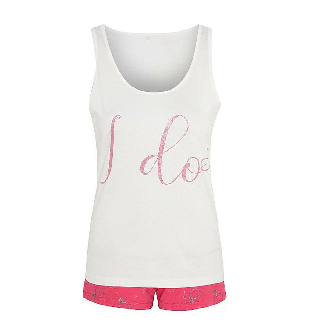 LADIES SHORT PYJAMAS HEN PARTY BRIDAL WEDDING THEME SHORTIE PJ SET EX UK STORE