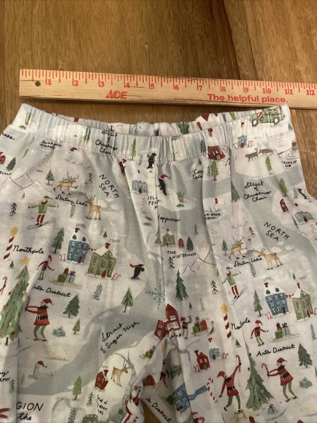 Pottery Barn Adult Holiday Pajama Set XS Blue Graphic Snug Fit