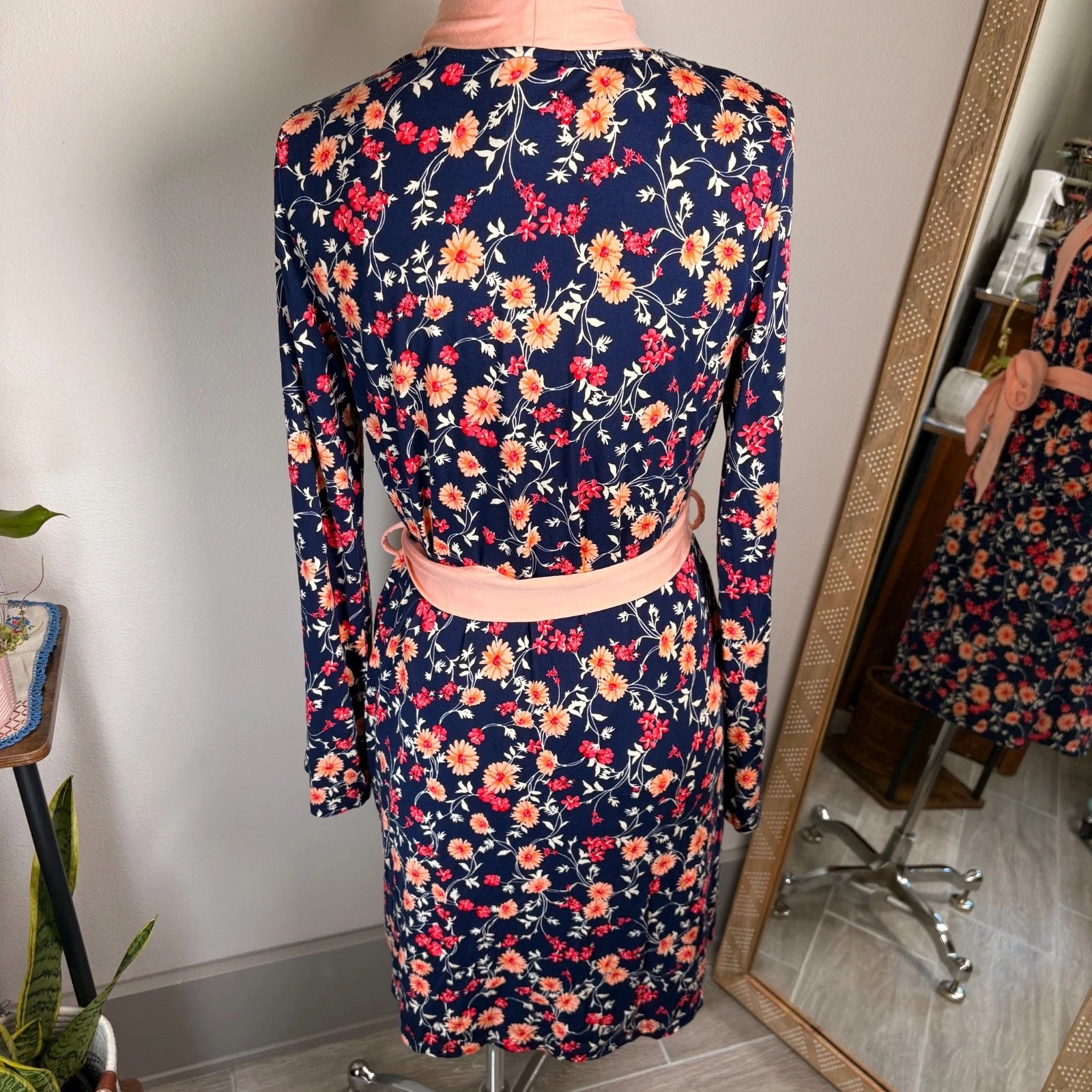 Lands' End XXS Tall ~ Navy Pink Floral Pajama Cooling 3 Piece Set -PR-NWOT *Read