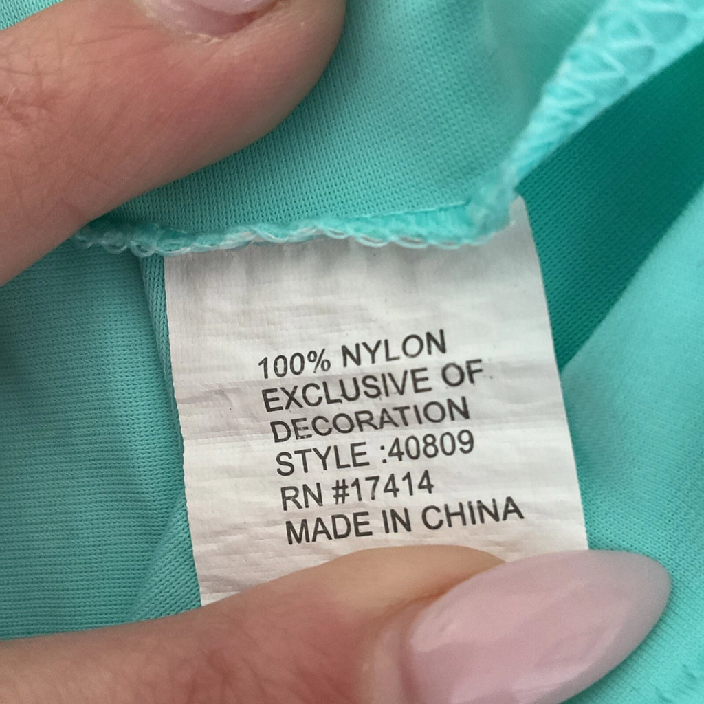 Miss Elaine Classics 2 Piece Teal Blue Nylon Pajama Set Women's Size L Silky