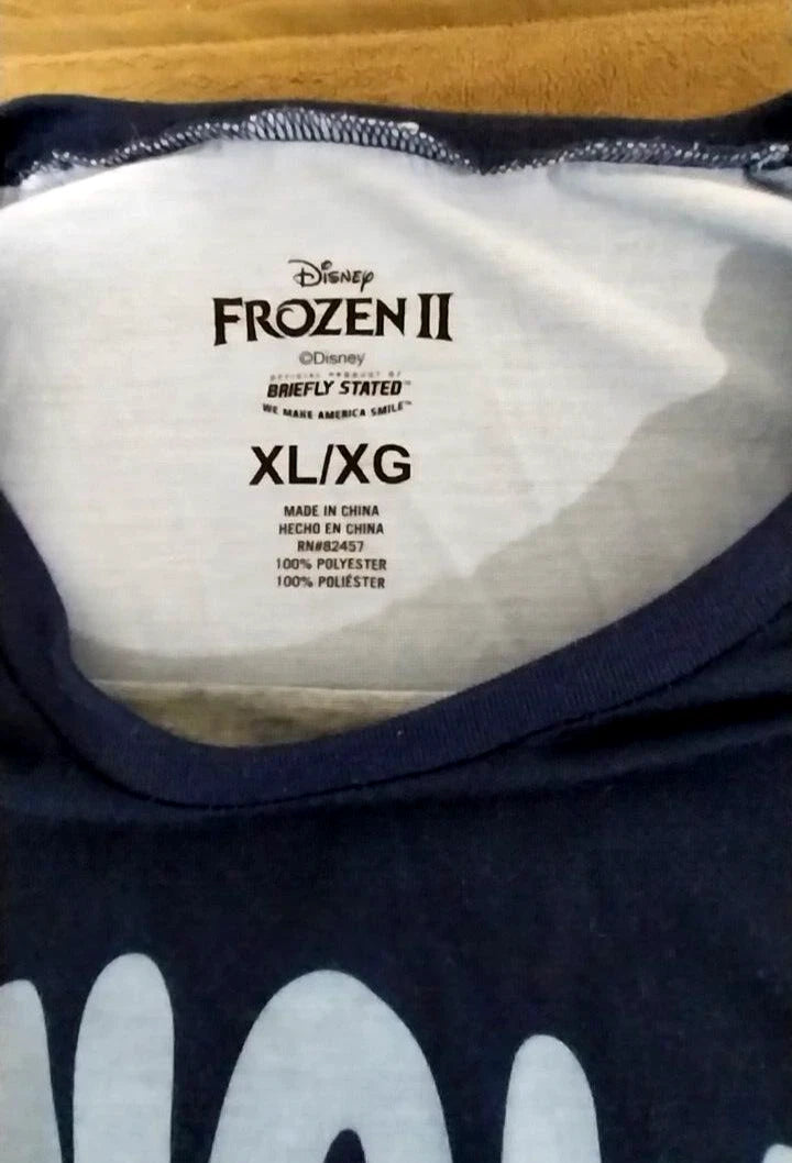 OLAF DISNEY Frozen Navy Light Blue "Snow it All" Pajamas Top Fleece Bottom XL