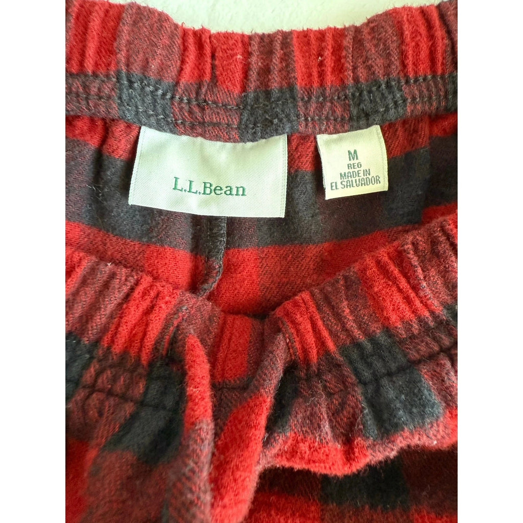 LL Bean Pajamas Womens Medium Red Black Scotch Plaid Flannel Rob Roy Set Holiday