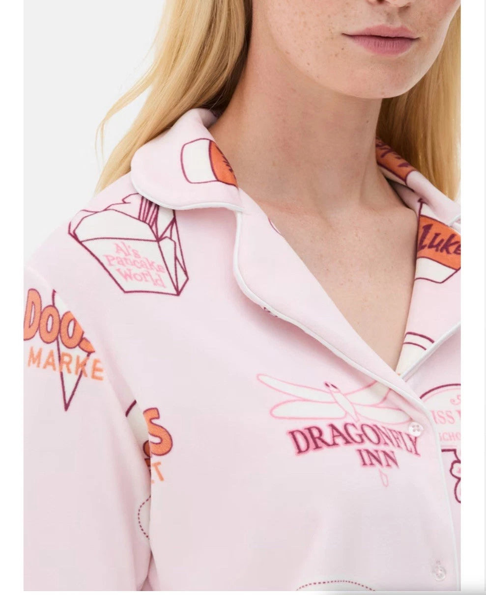 Primark Gilmore Girls Boyfriend Pyjama Set Women’s Size M 12-14 Pink Viral New