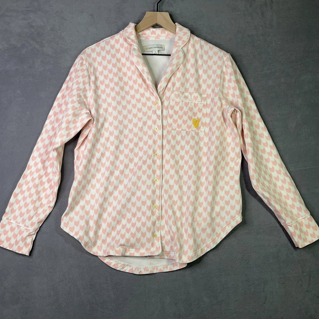 Kerri Rosenthal Pajama Set Womens Small Betty Heart Button Up Lounge Sleepwear