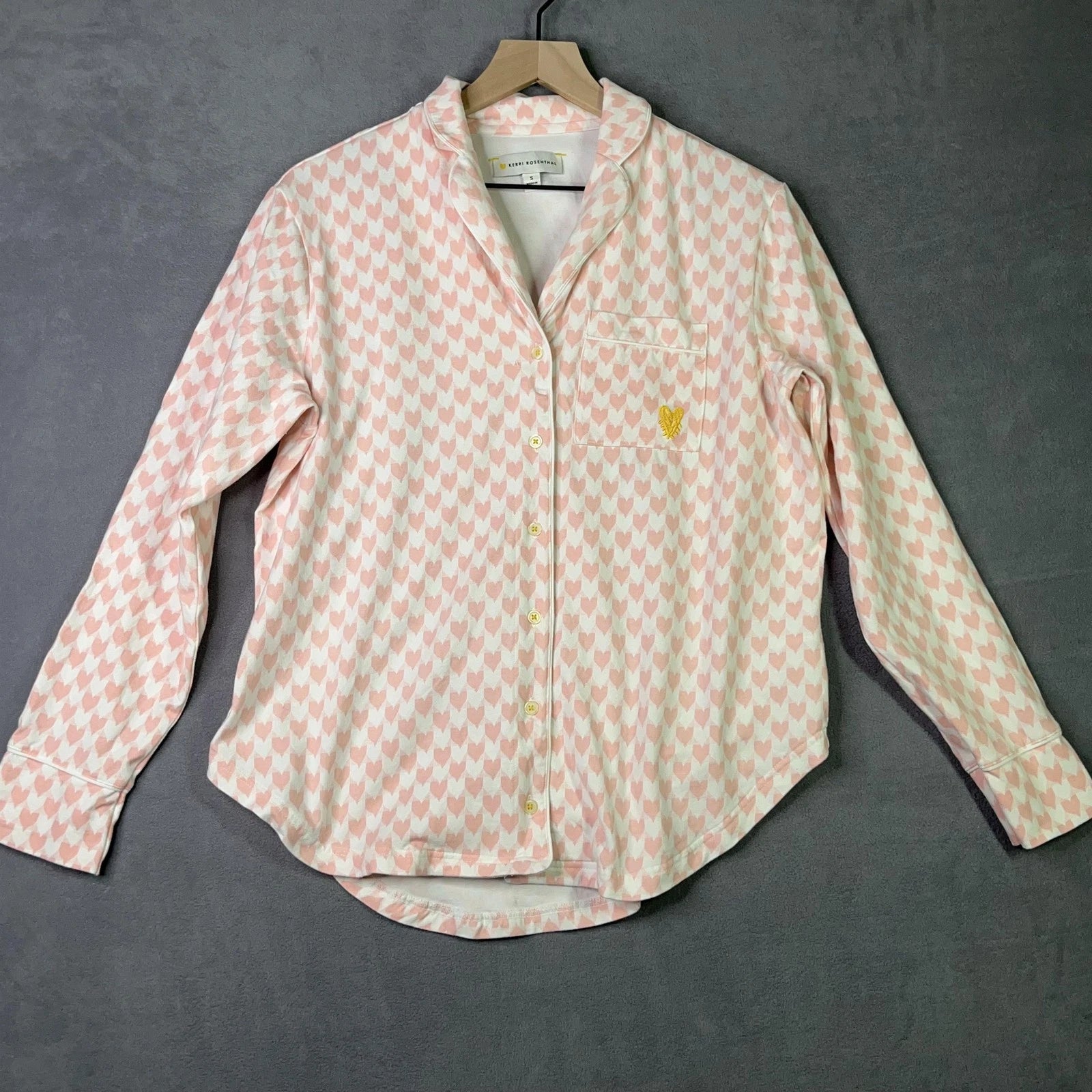 Kerri Rosenthal Pajama Set Womens Small Betty Heart Button Up Lounge Sleepwear