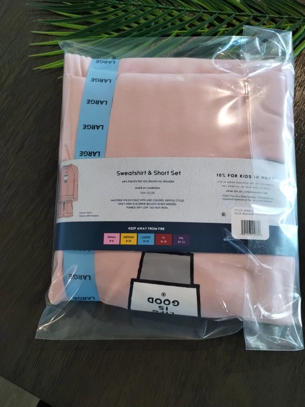 Life is Good 2 Piece Lounge Set Coffee (Size Large 12-14) Pink/Peach, Pockets