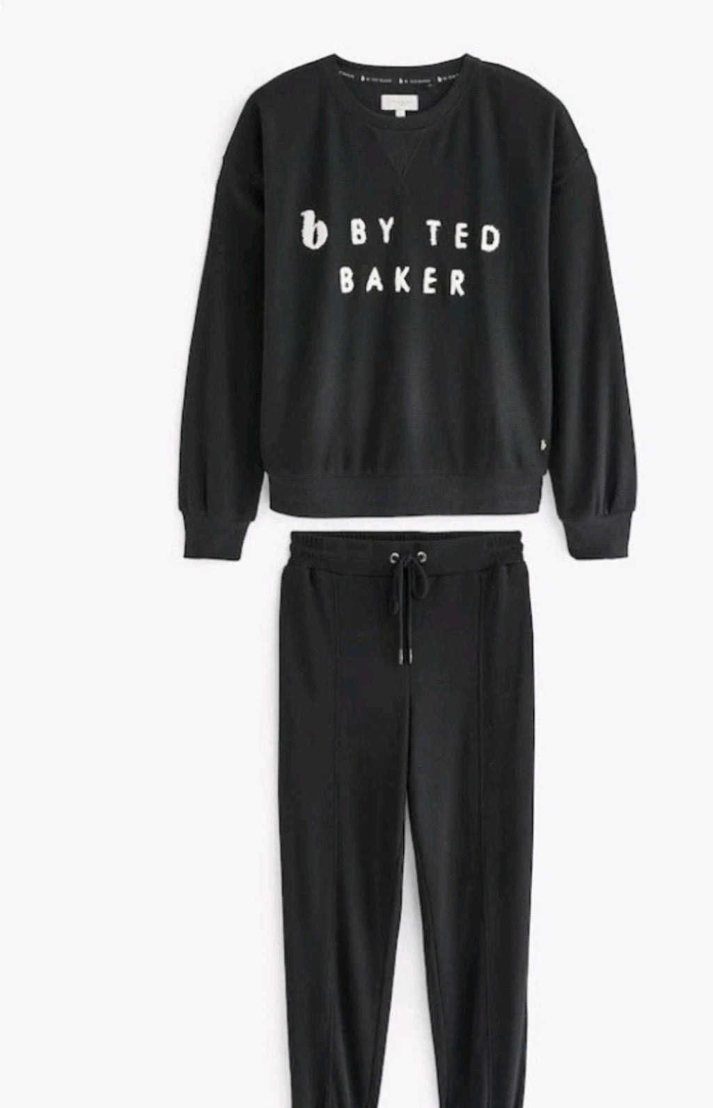 Ted Baker Size 16 Womens Black Waffle Pyjamas Joggers Loungewear Set BNWT