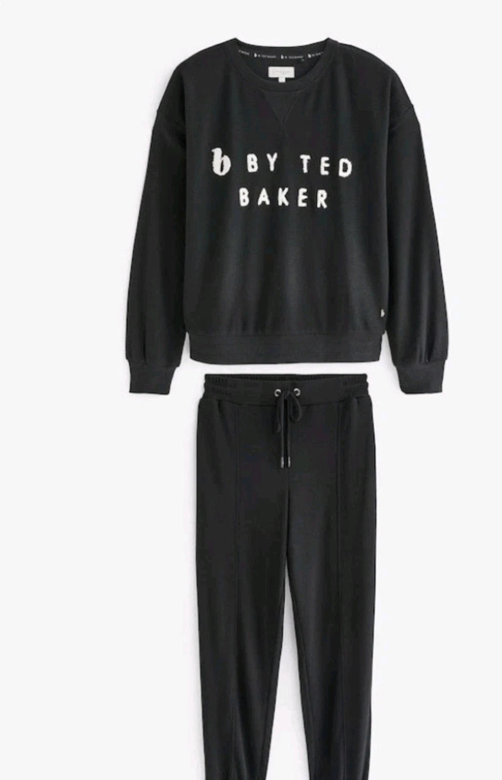 Ted Baker Size 16 Womens Black Waffle Pyjamas Joggers Loungewear Set BNWT