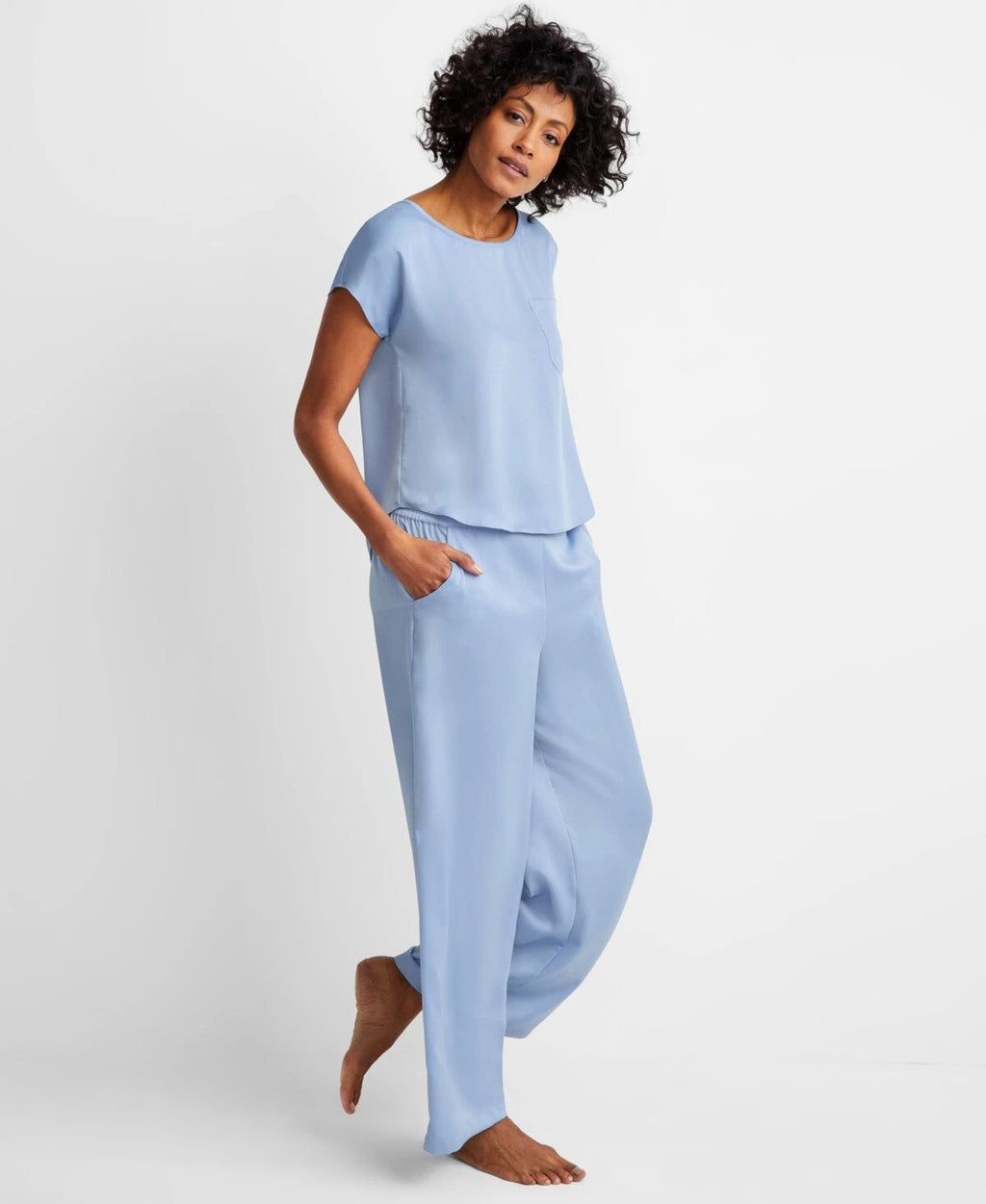 State of Day Women's 2-Pc.Crepe de Chine Short-Sleeve Pajama Set,Eventide, XS