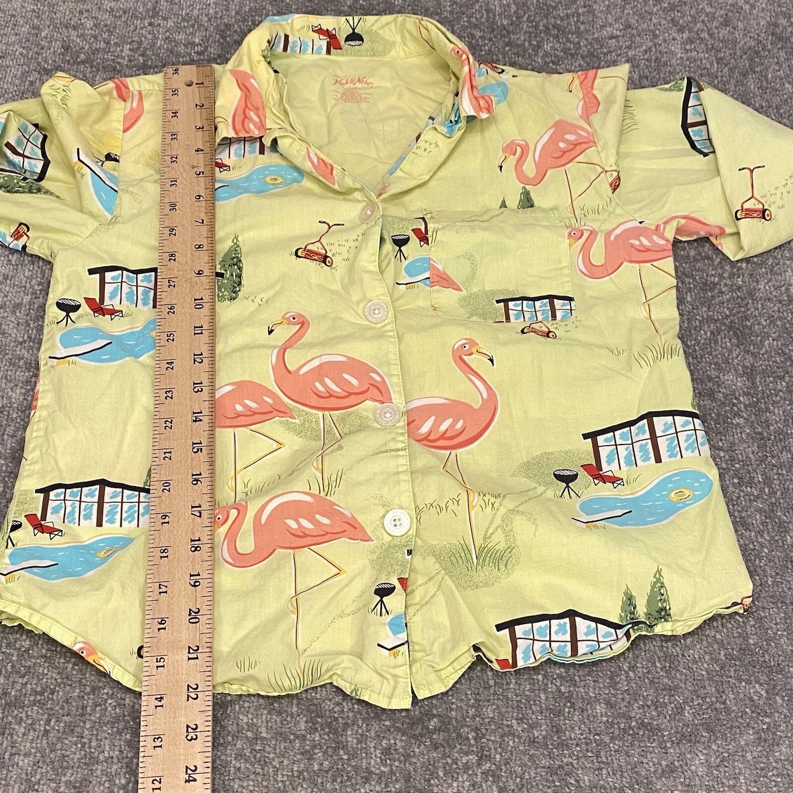 Nick And Nora Pajama Set Womens Small Flamingo Print Pool Top Capris