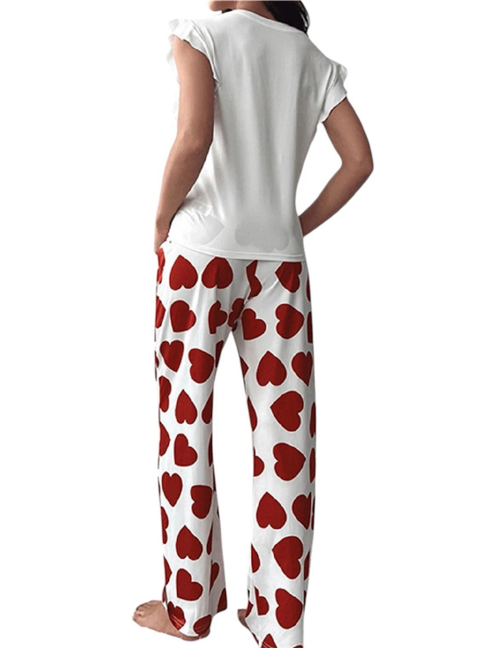 NWT Women’s Nightwear Pajama Set Red & White Hearts Size Medium