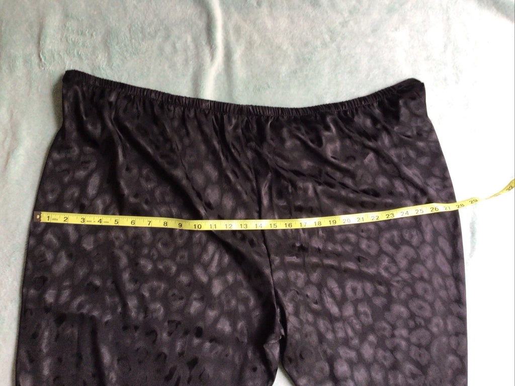 Natori Satin Pajamas Shirt Pants Black Animal Print Size 3XL Lounge Wear