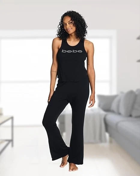 bebe Womens Short Sleeve Shirt and Lounge Skinny Pajama Pants with Pockets Sleep