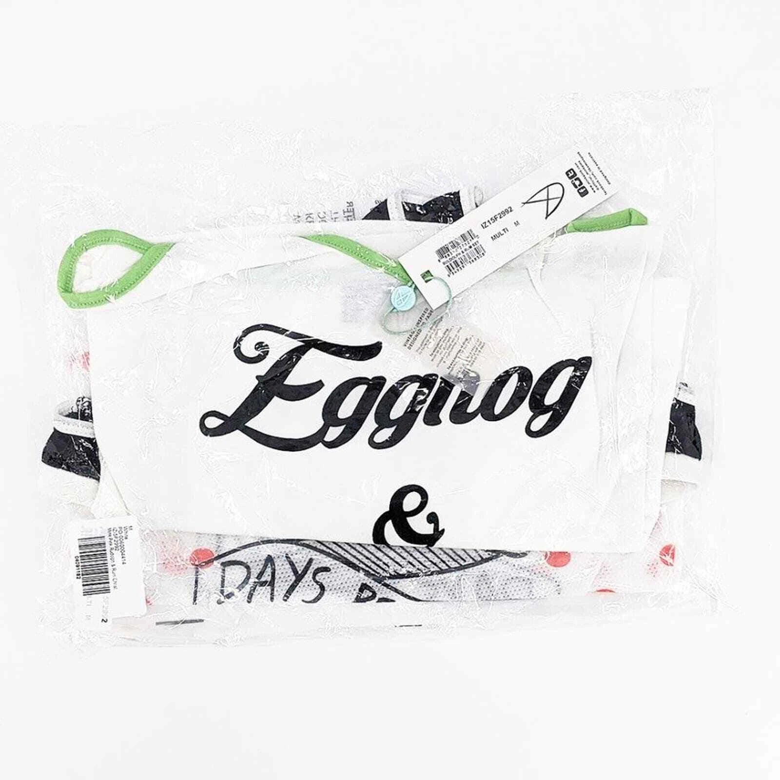 MINKPINK Eggnog & Elves Loungewear Pjs & Laundry Bag Set Womens Size Medium