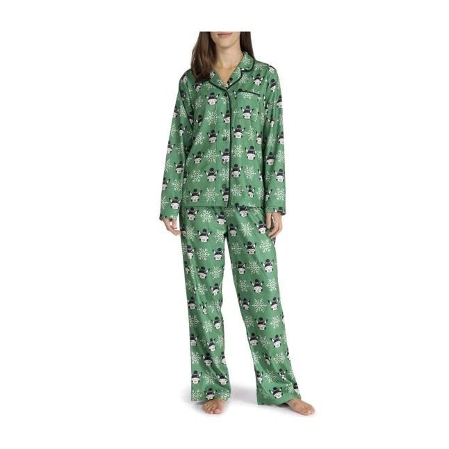 Pokemon Center Womens Size M Green Pikachu Snowflake Flannel Pajama Set NWT