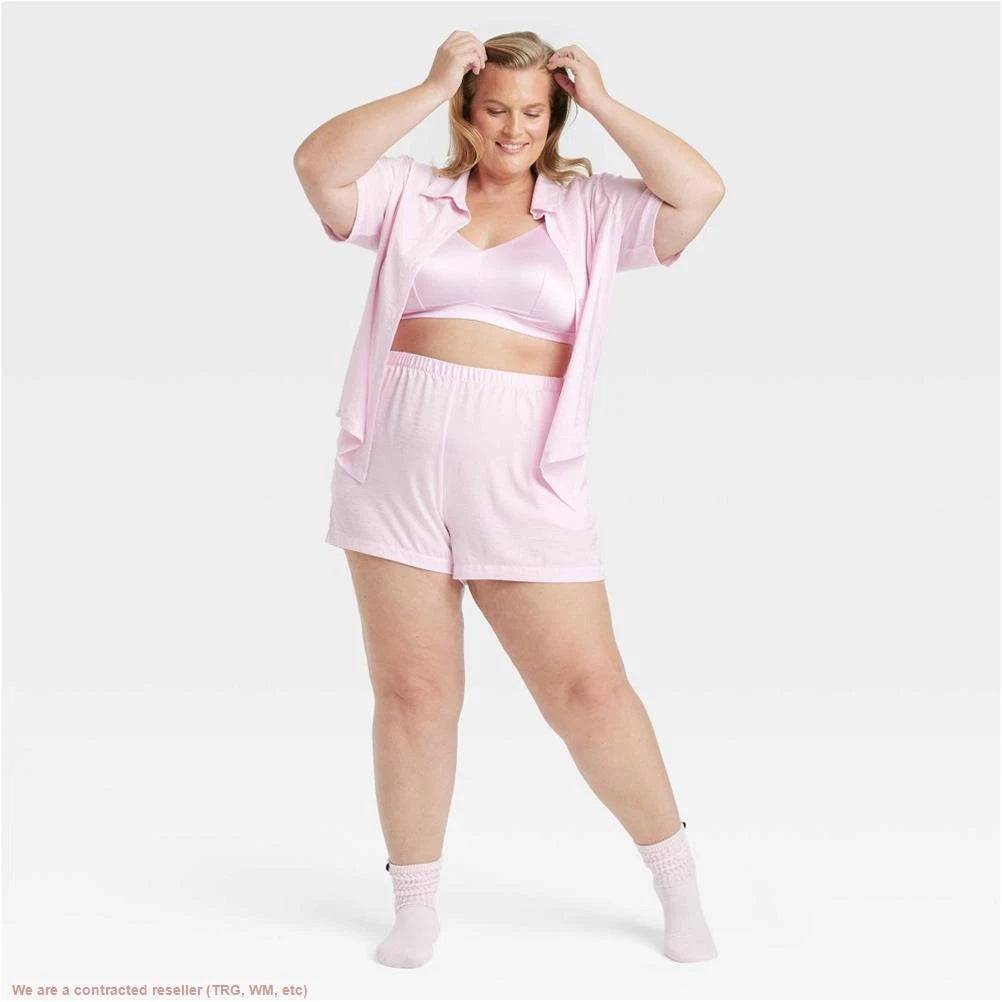 Satin Notch Collar Pajama Set - Auden Pink 4X *SEE DEAL!!!*