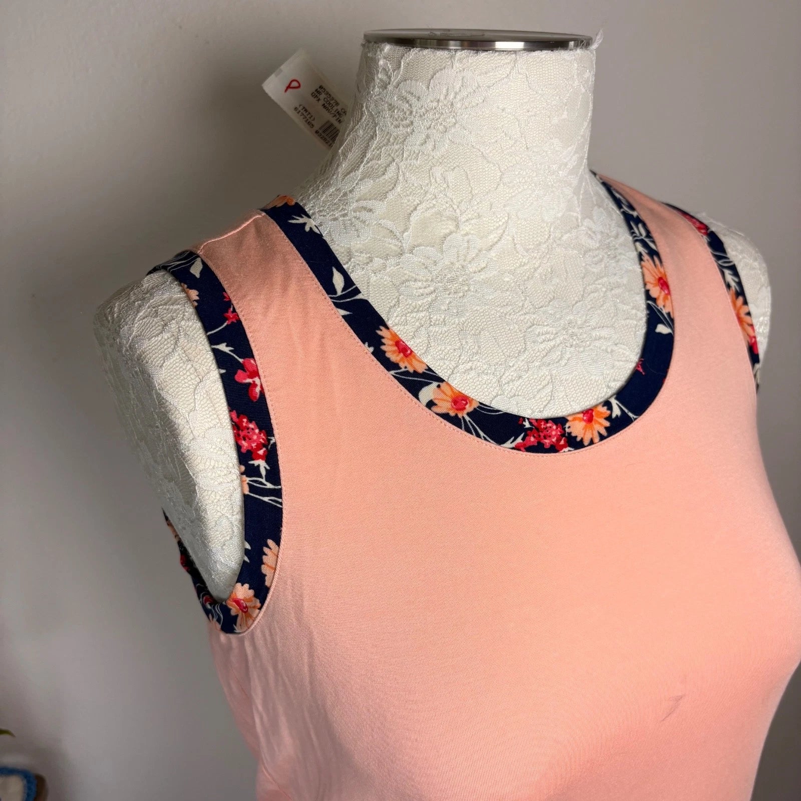 Lands' End XXS Tall ~ Navy Pink Floral Pajama Cooling 3 Piece Set -PR-NWOT *Read