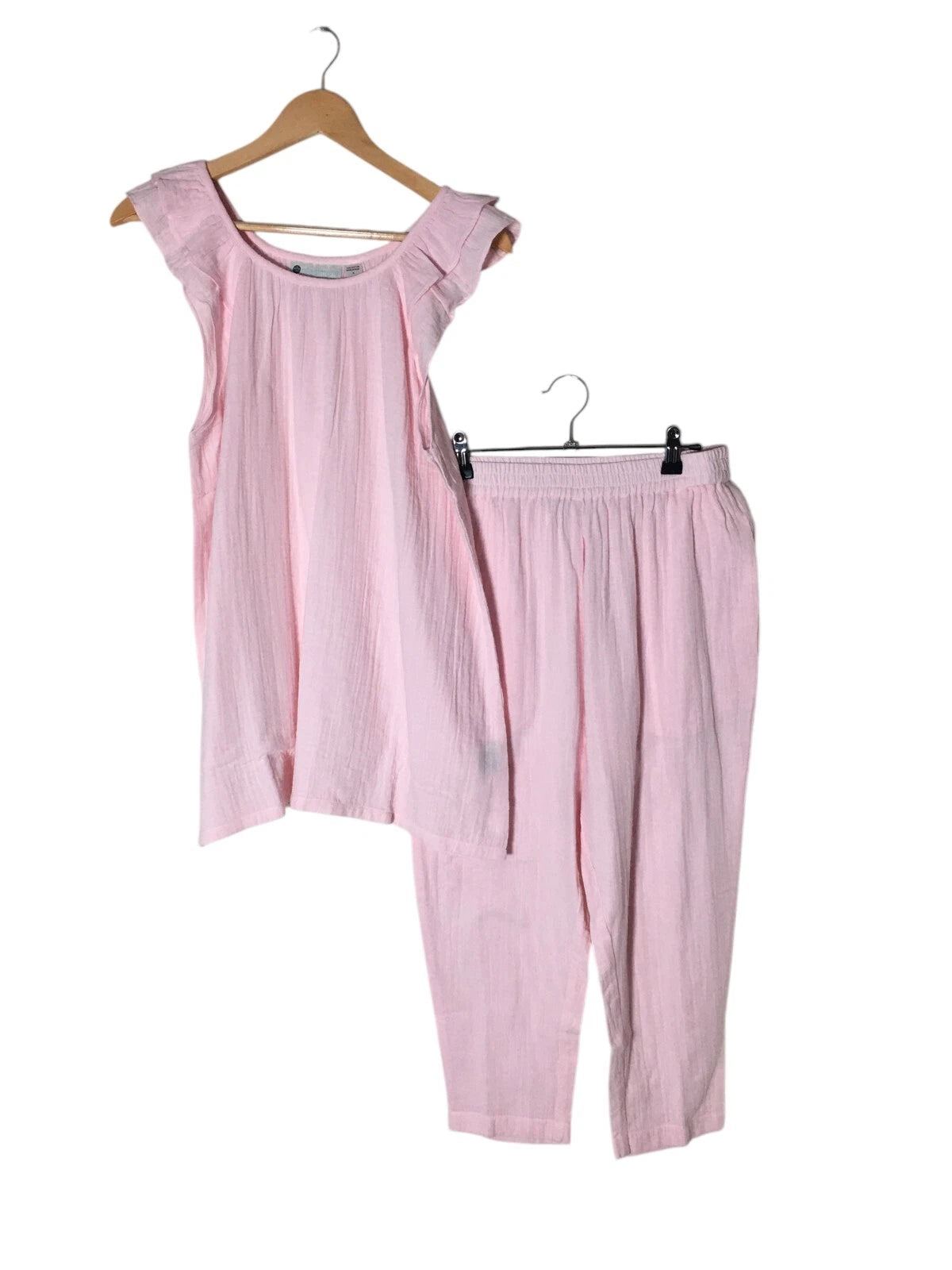 Ellas Simone Loungewear Set Women's Size Small Pink 100% Cotton Sleeveless