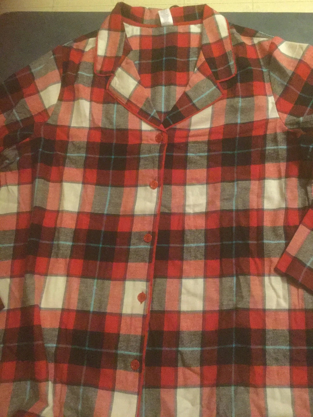 Sleep Chic Women's Plus Size 1X Red Plaid Long Sleeve Sleep Set $48 NWT