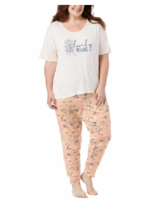 NEW Lucky Brand Women's 4 Way Stretch 3-Piece Pajama Set Size 2X