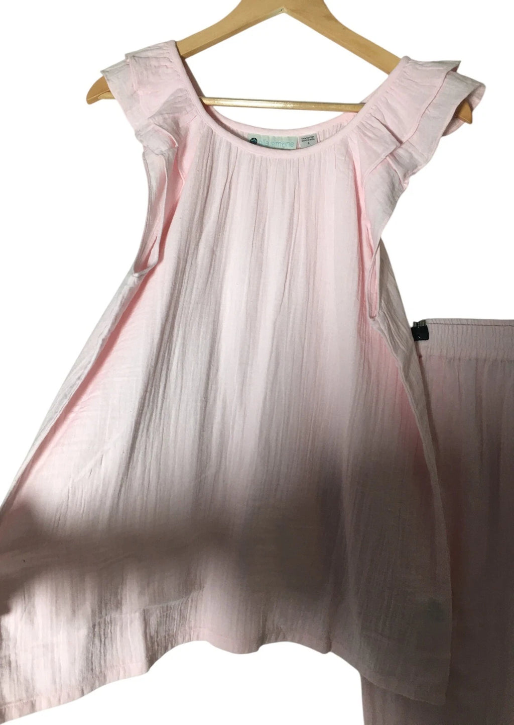 Ellas Simone Loungewear Set Women's Size Small Pink 100% Cotton Sleeveless