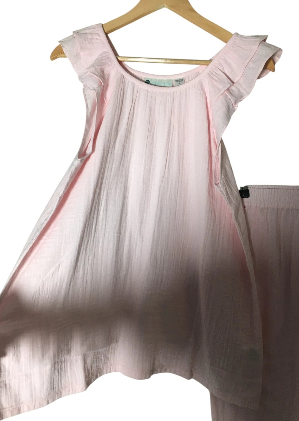 Ellas Simone Loungewear Set Women's Size Small Pink 100% Cotton Sleeveless
