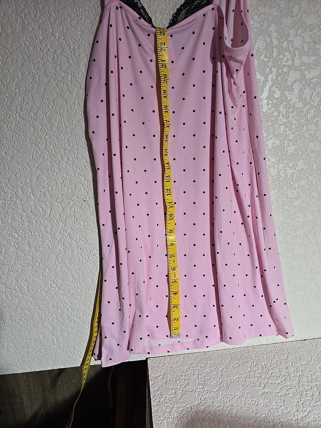 JOYSPUN  CHEMISE PINK  BLACK LACE TRIM ADJUSTABLE STRAP LITE WEIGHT SZ S 4-6