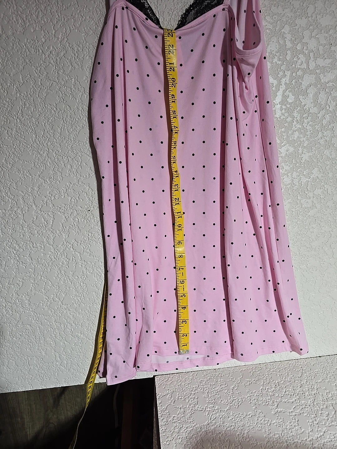 JOYSPUN  CHEMISE PINK  BLACK LACE TRIM ADJUSTABLE STRAP LITE WEIGHT SZ S 4-6