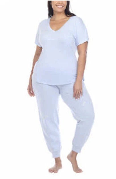 Honeydew Ladies' Embroidered Lounge Set, 2-piece, Blue Pajamas, Silver Paws PJs