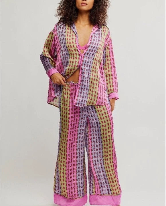 FREE PEOPLE DREAMY DAYS SLEEP SET FRENZY COMBO SILKY PJ SET SIZE XL NWT