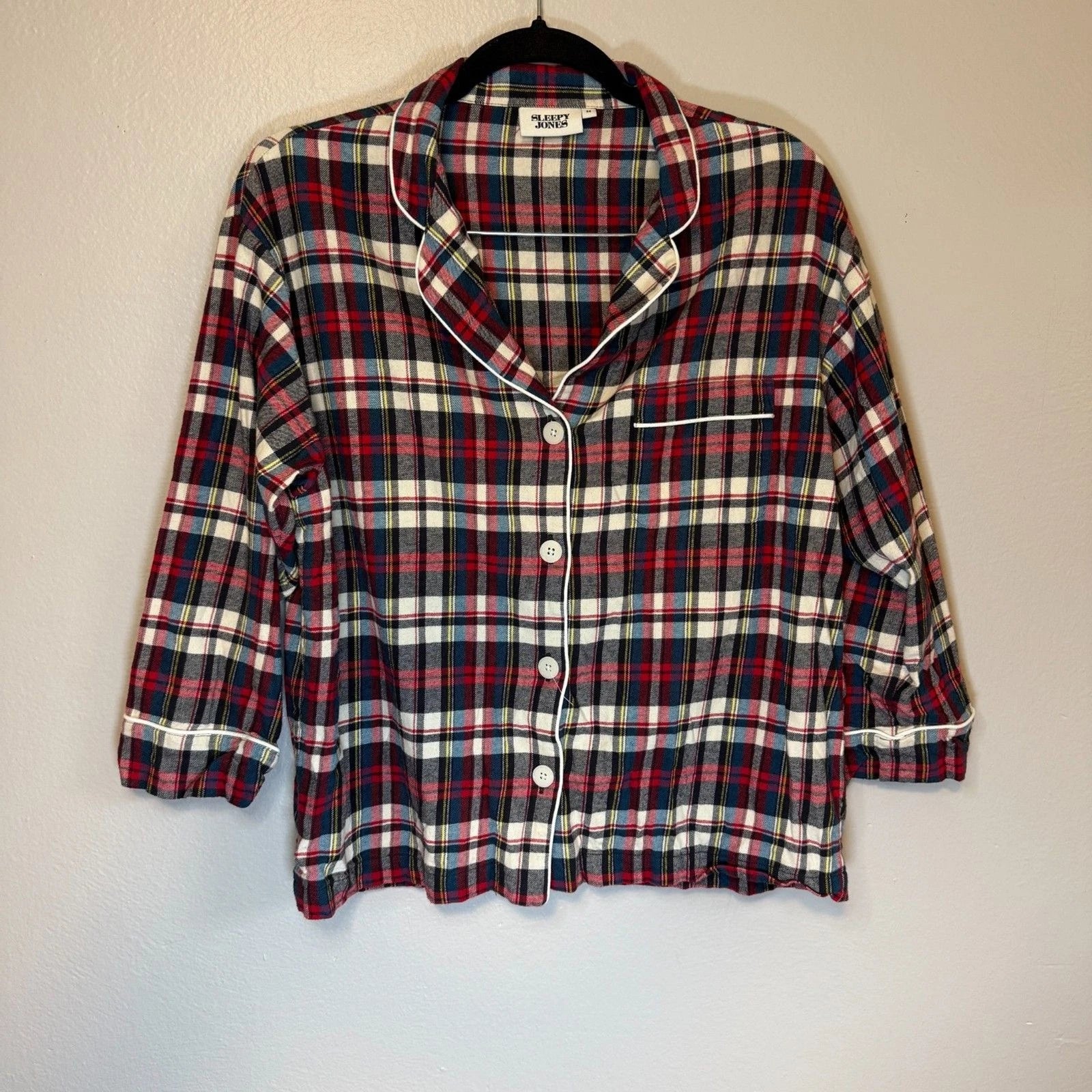 Sleepy Jones Women's Plaid Flannel Cotton Pajama Set Size M