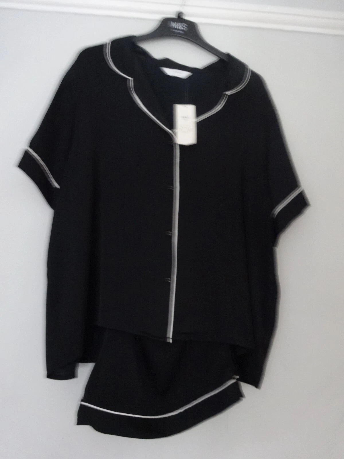 BNWT - M&S MARKS & SPENCER BLACK MIX PYJAMA SET WITH SHORTS UK SIZE 20