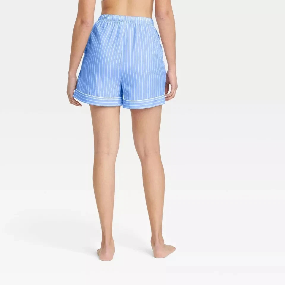 Stars Above Women's Blue Striped Simply Cool Pajama Sleep Shorts LARGE New