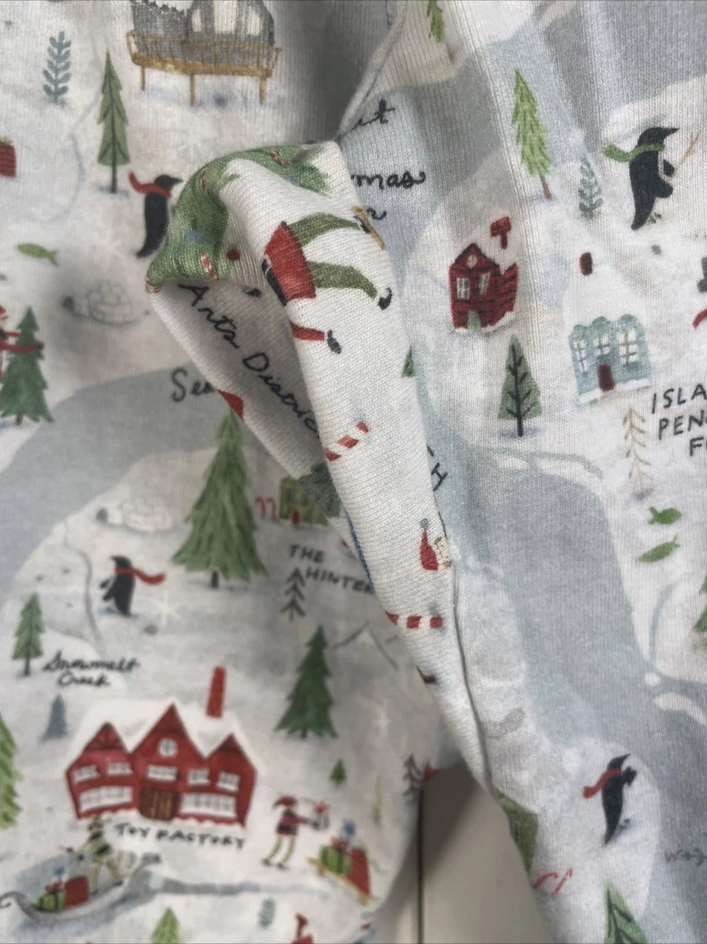 Pottery Barn Adult Holiday Pajama Set XS Blue Graphic Snug Fit