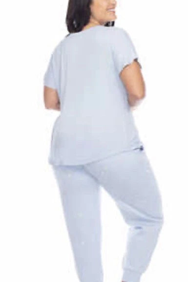 Honeydew Ladies' Embroidered Lounge Set, 2-piece, Blue Pajamas, Silver Paws PJs