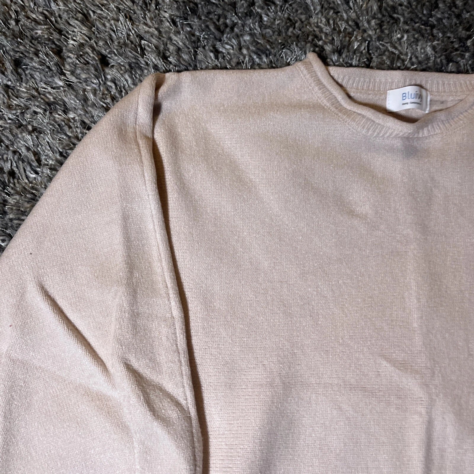 Bluivy Loungewear Sweater & Short Pajama Set Women’s Medium Beige EUC