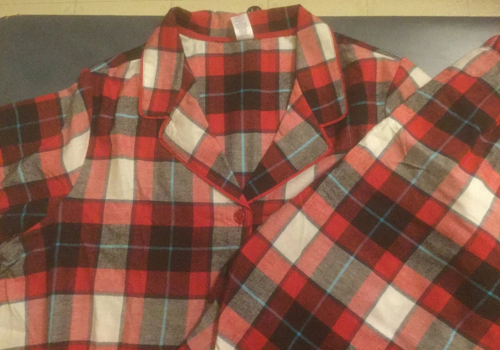 Sleep Chic Women's Plus Size 1X Red Plaid Long Sleeve Sleep Set $48 NWT