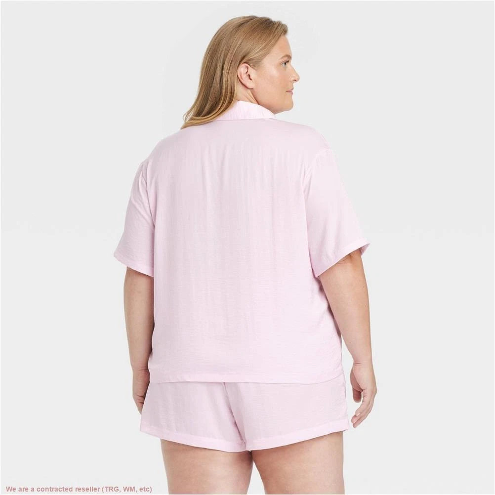 Satin Notch Collar Pajama Set - Auden Pink 4X *SEE DEAL!!!*