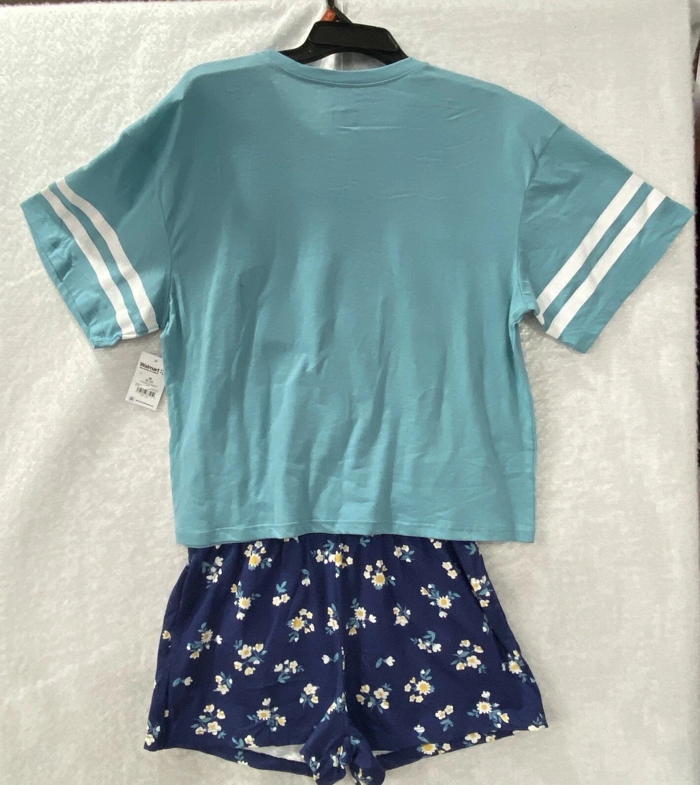 Bronco Ford Pajama Short Set Women's Medium Blue Retro Lounge 2 Piece Faded Teal