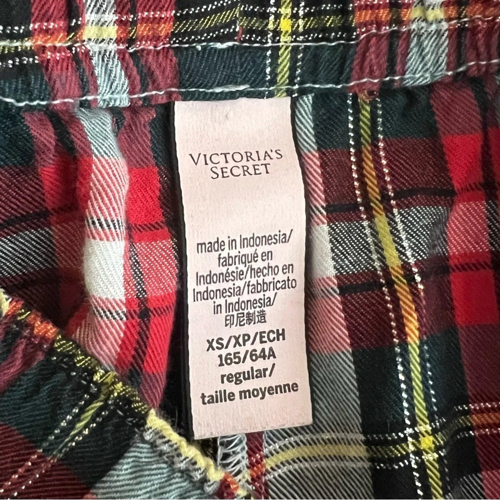 Victoria's Secret The Dreamer Metallic Plaid Matching Pajama Set Womens XS