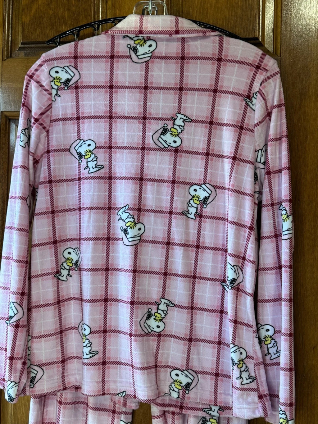 Women's Christmas Snoopy flannel pajama set pink size Medium