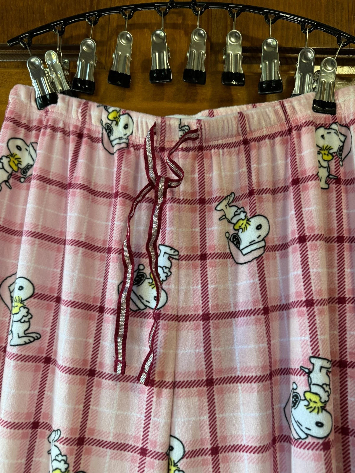 Women's Christmas Snoopy flannel pajama set pink size Medium