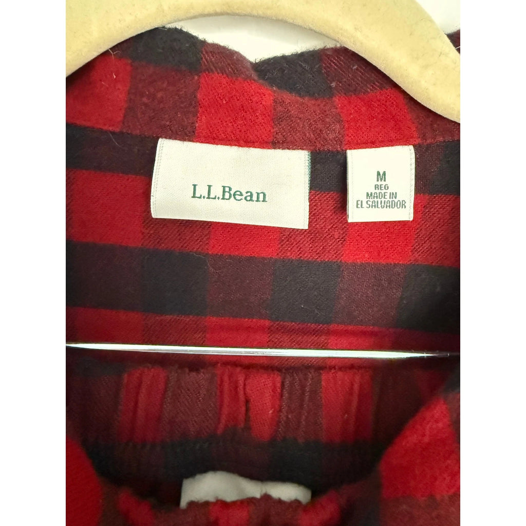LL Bean Pajamas Womens Medium Red Black Scotch Plaid Flannel Rob Roy Set Holiday
