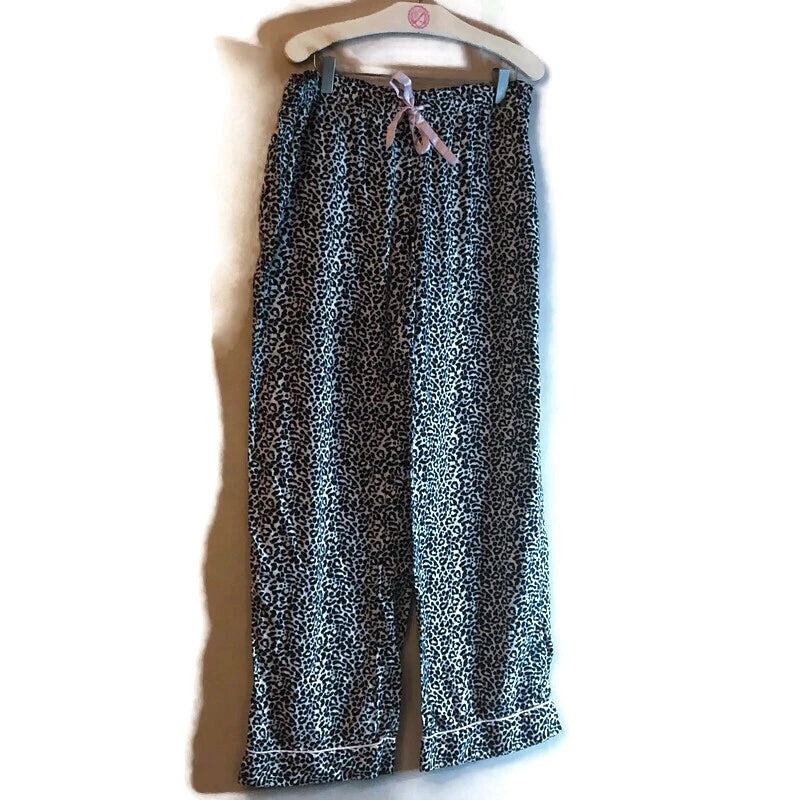 Victoria's Secret Women's 2 Piece Pajamas Leopard Print Black White Sz M.